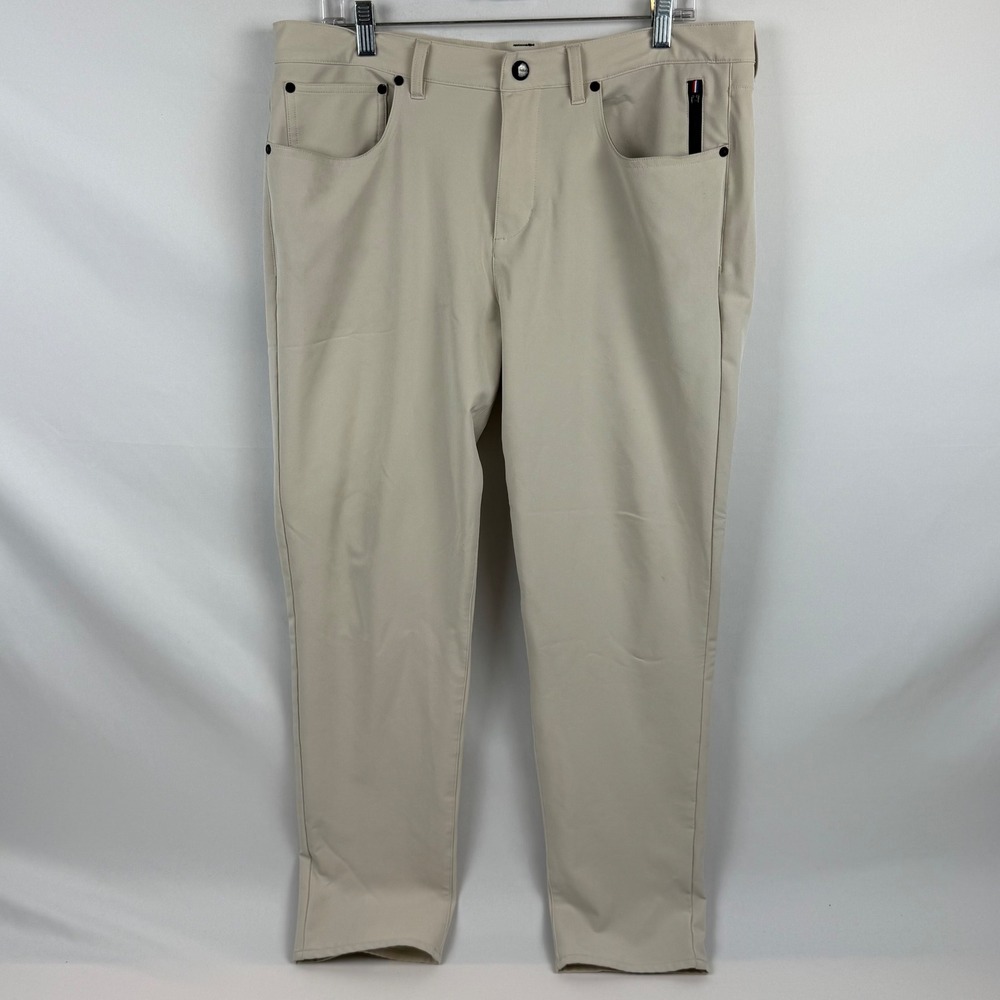 FOURLAPS Mens Chino Pants Beige‎ Stretch 34x30 Recycled Polyester Spandex